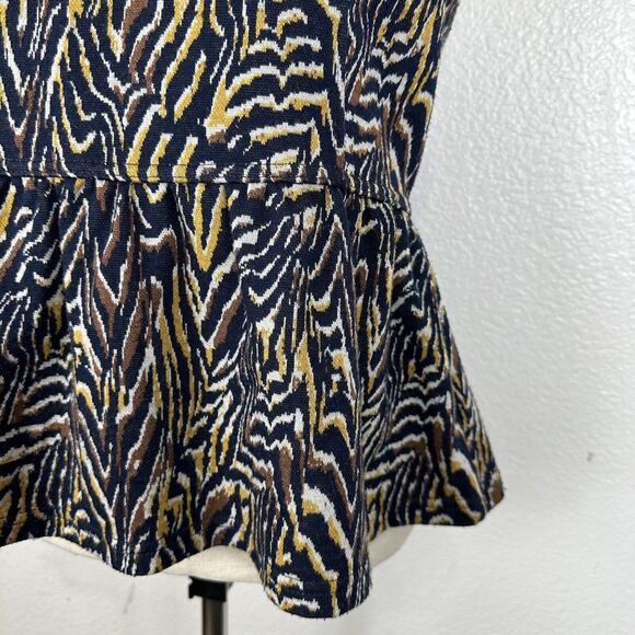 Anthropologie Top Women Medium Jaime Animal Print Peplum Tank Boho Indie - Picture 6 of 14